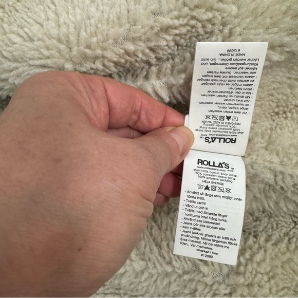 Rolla’s Sherpa Jean Jacket Women’s Size S Blue Denim Faux Fur Distressed - Picture 14 of 15